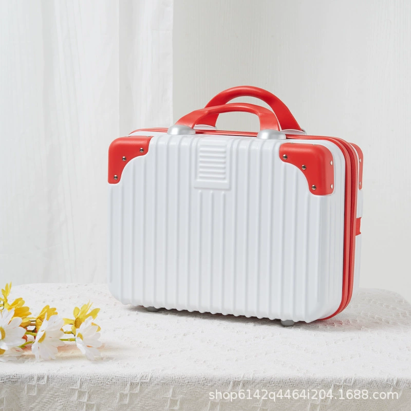 Handheld cosmetic storage box 14-inch suitcase, partitioned interior and portable handle