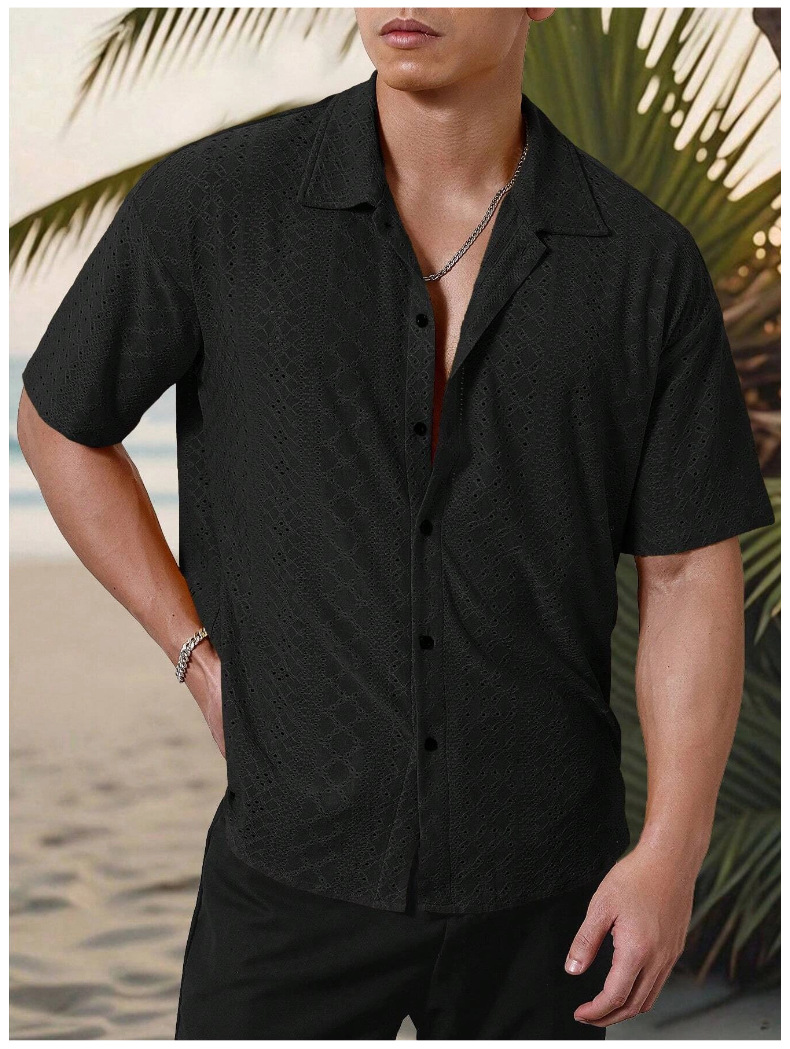 Men's Summer Casual Shirt Short Sleeve Lightweight Button Up Top_voghion.com