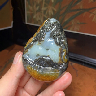 Hetian Jade Seed Material Dragon and Phoenix Prosperity Antique Pieces Carved Dragon Blessing Cloud and Phoenix Dance Nine Days Dragon and Phoenix Prosperity
