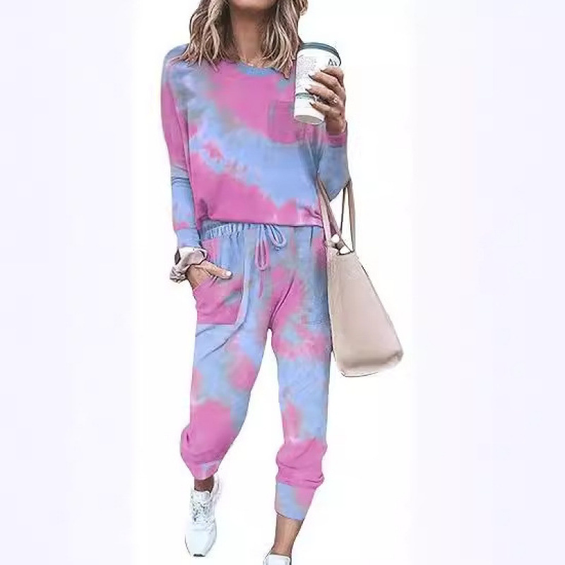 Spot 2024 Autumn and Winter New Cross-Border European and American Amazon Loose Solid Color Long-Sleeved Trousers Casual Sports Suit for Women