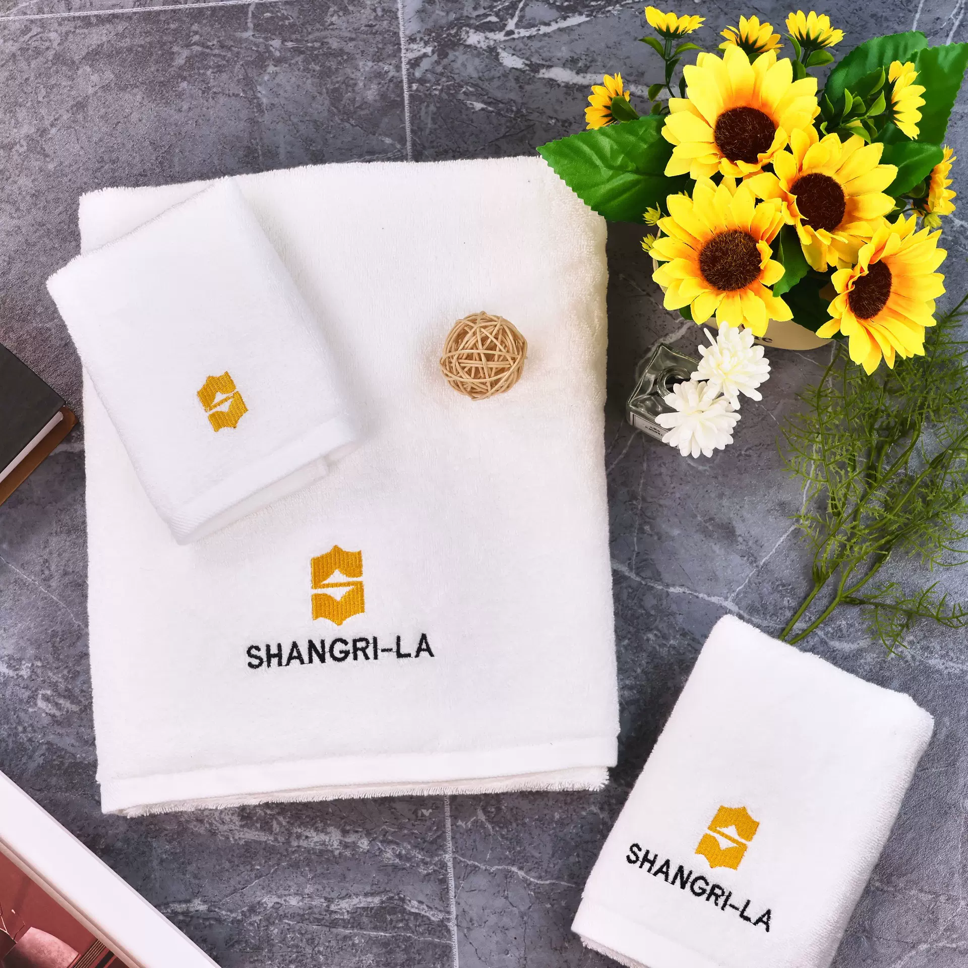 全棉毛巾浴巾平织绣花美容院纯棉毛巾民宿酒店用品刺绣提花