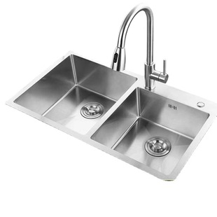 Home Kitchen Sink Handmade Double-Slot Stainless Steel Kitchen Sink Thickened Wash Basin Sink under Counter Installation