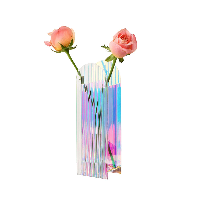 Nórdico ins viento colorido acrílico transparente vasijas de flores artísticas minimalistas floral sala de estar decoración de escritorio residencial