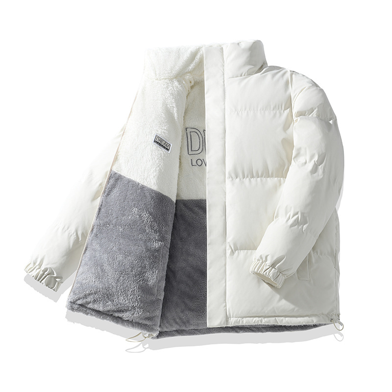 Transfronterizo doble cara de cuello vertical chaqueta de pluma de algodón para hombres y mujeres invierno nuevo chaqueta de cordero gruesa abrigo caliente de moda masculina