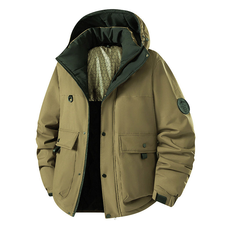 Trajes transfronterizos de invierno de hombre caliente con capuzas de moda al aire libre abrigo de algodón frío abrigo grande