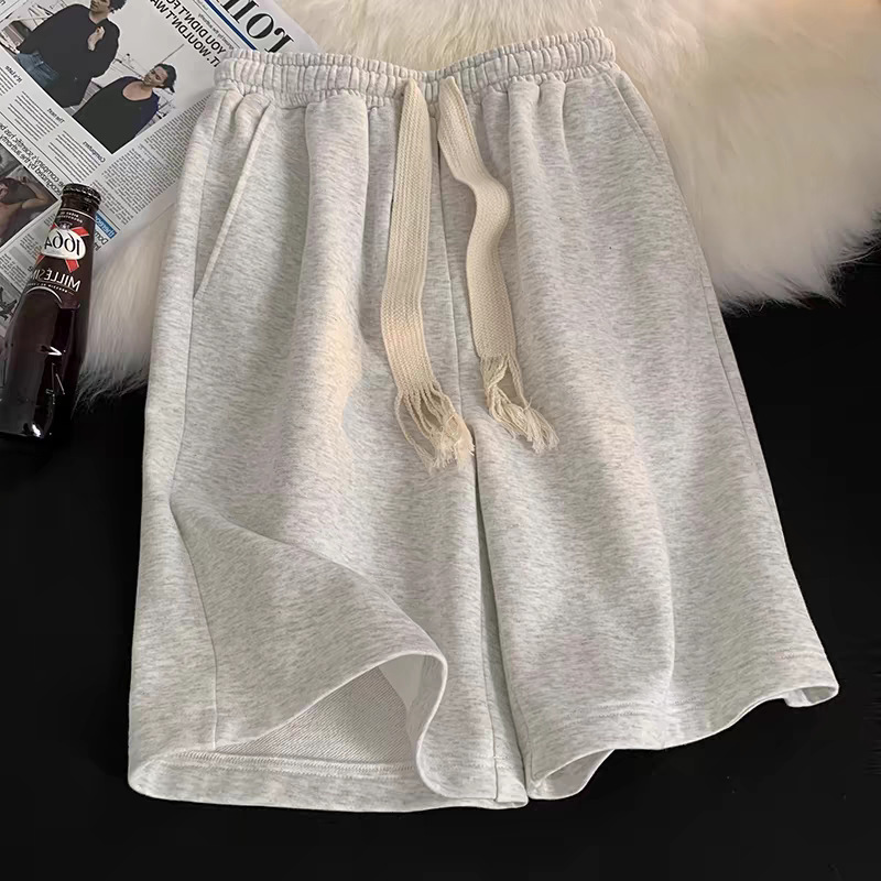 New Summer Sports Shorts for Men and Women, Basketball Five-point Pants, Pure Color Loose and Versatile Drawstring Heavy-duty Sweatpants
