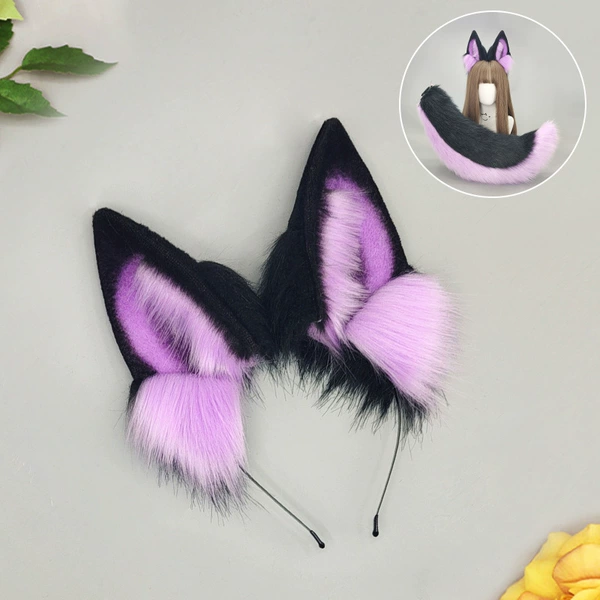 Black Wind Wolf Ears-Black and Purple