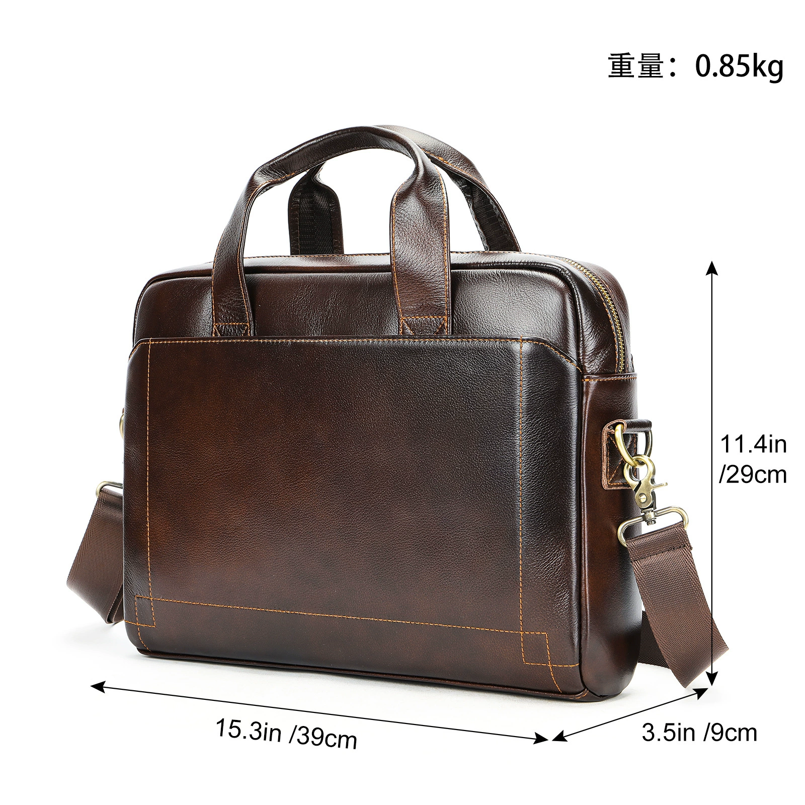Leather bag, laptop, genuine leather, cowhide