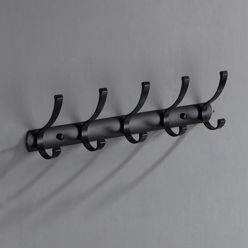 Percha de aluminio espacial percha de ropa negra percha sólida percha sala de estar percha de ropa fila gancho colgador de pared gancho de baño