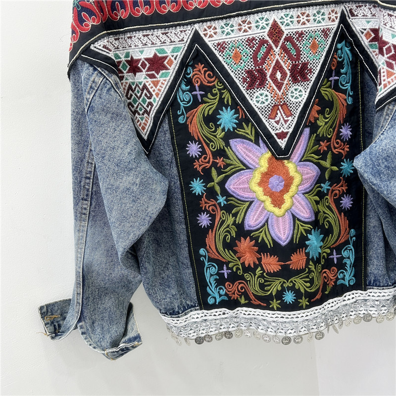 Chaqueta de Mezclilla Suelta con Bordado Manga Larga image 4