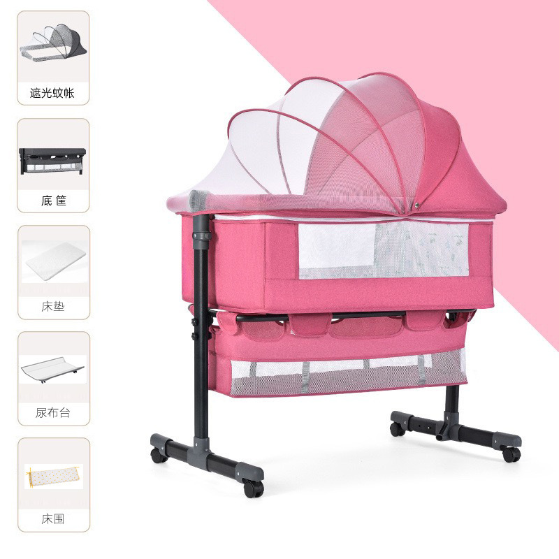 Cama multifuncional para recién nacidos, cama grande, cama para bebés, cuna plegable, elevación móvil y portátil image 19