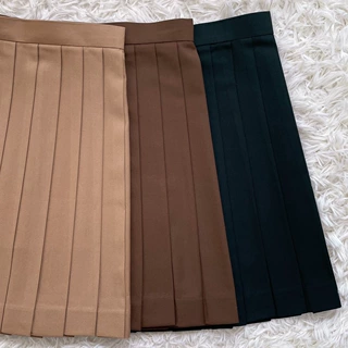 墨绿色卡其色茶色日系jk制服纯色裙校供感优等生百褶裙基础款短裙