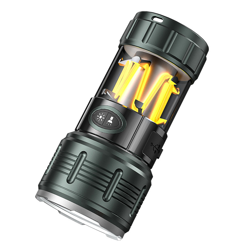 Nuevo tipo de pantalla digital transfronteriza de cuatro fuentes de luz láser linterna al aire libre conveniente tienda de campaña colgante atmósfera lámpara de campamento multifuncional