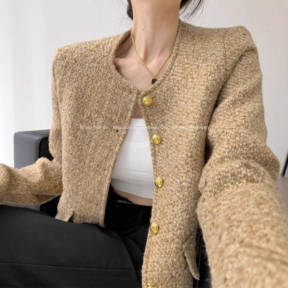 French Style Short Jacket for Women Autumn and Winter 2025 New High-End Loose Light Luxury Long-Sleeved Top