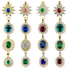 亚马逊欧美畅销款金色铜制花朵椭圆镶嵌锆石配饰 百搭DIY配件礼物