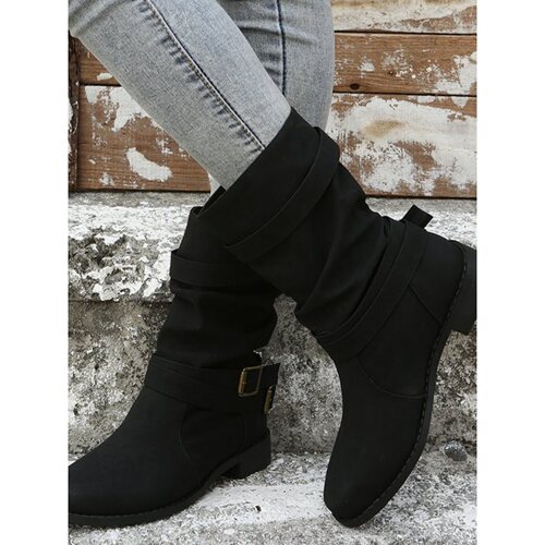 Women's short boots 2025 spring new matte leather mid-calf riding boots British style retro flat Martin boots for skirts