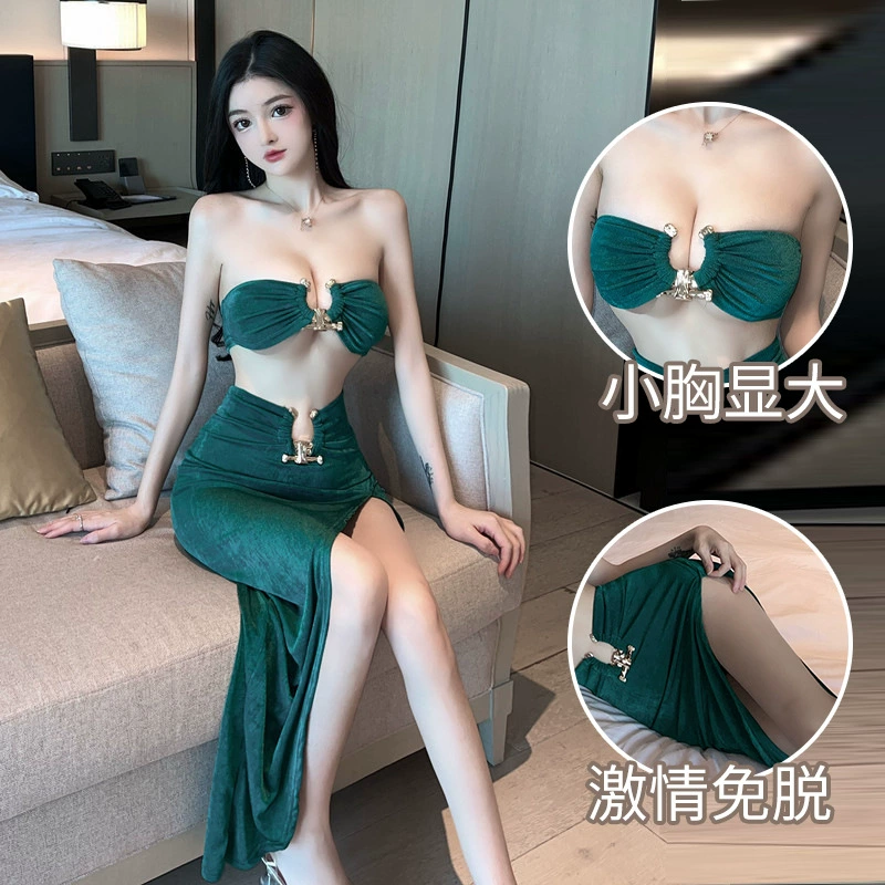 Любовь, как сексуальное женское белье без бретелек искушение туго высокий Сплит хип платье ночной клуб танцевальный костюм 5724