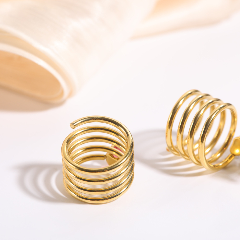 Simple Style Heart The Answer Stainless Steel Zircon Rings Gold Plated Stainless Steel Rings