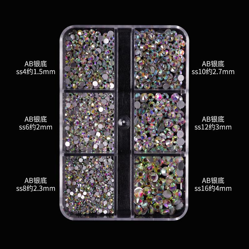 Joyería de uñas perla mixta semicírculo plano beige 12 rejilla en caja tamaño destacado redondo accesorios de uñas material