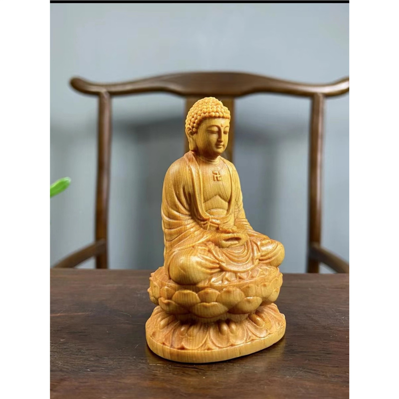 崖柏如来佛祖汽车摆件神像手把件释迦摩尼佛木雕宝宝佛家居工艺品|undefined