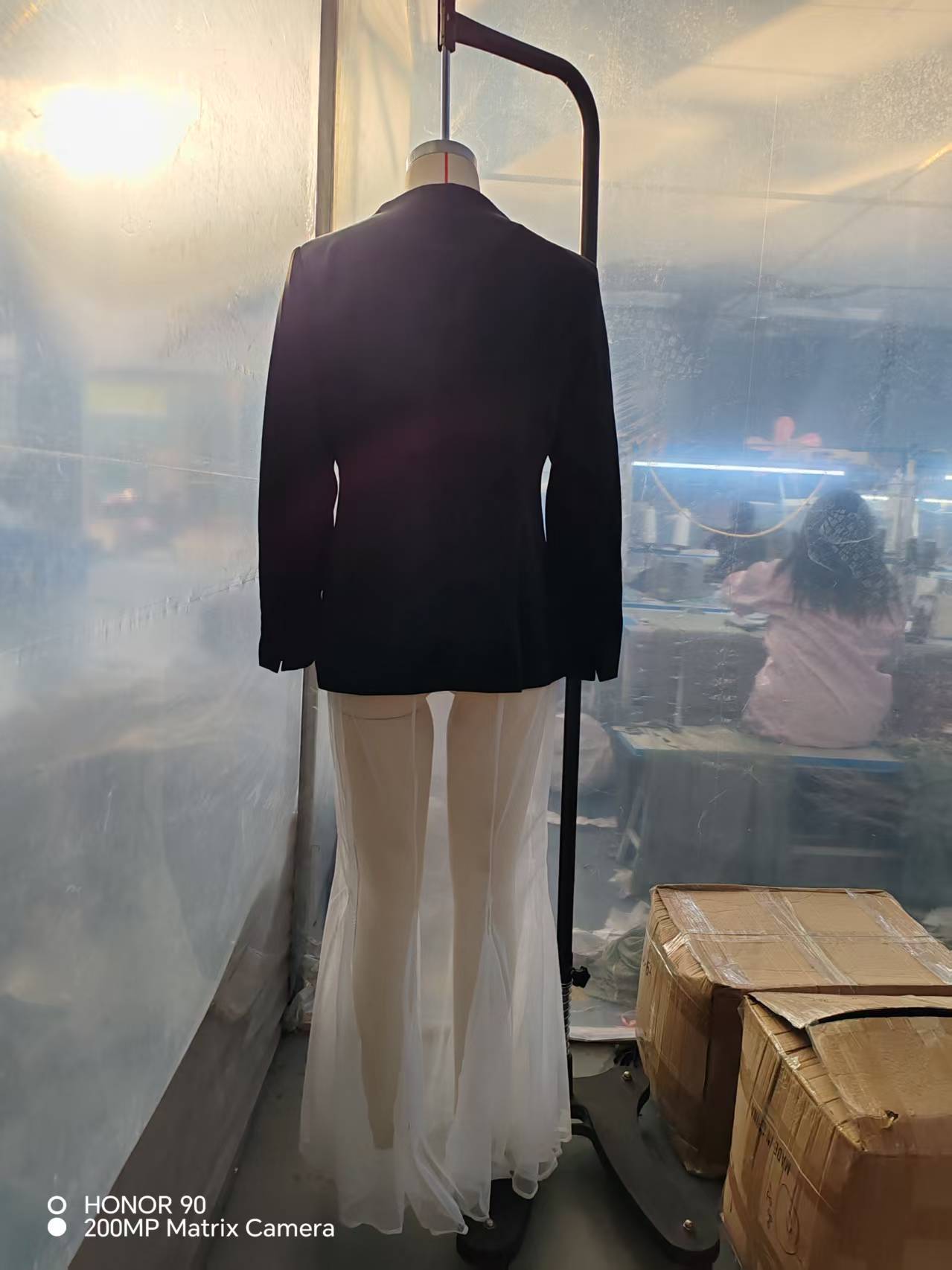 Dam blazer och kjol set i mesh i enfärgad modestil_voghion.com