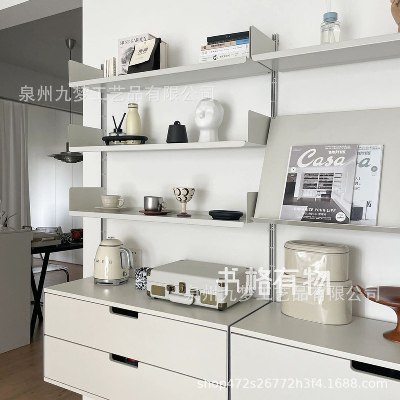 Wall-Mounted Multi-Layer Bookshelf Vitsoe606 Metal Storage Rack Wall System Track Combination