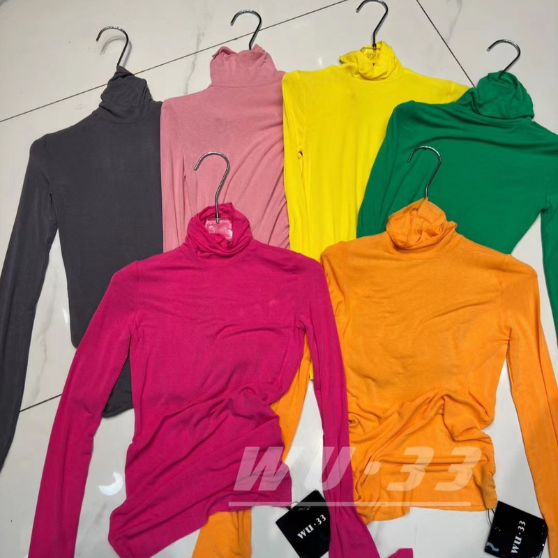 Korean 2025 Clean Version Turtleneck T-Shirt Sexy Basic Colorful Base Shirt High-Neck Inner Thin Slightly See-Through Top