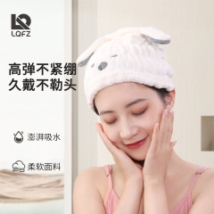 ドライヘアキャップかわいい漫画ウサギ吸水速乾サンゴベルベットシャワーキャップ子供髪拭きタオル包頭ドライヘアタオル