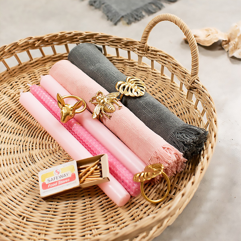 Nuevo tejido de caña artesanal bandeja de mano frutas, verduras, bocadillos, cestas de almacenamiento, sala de estar, dormitorio, cestas de almacenamiento