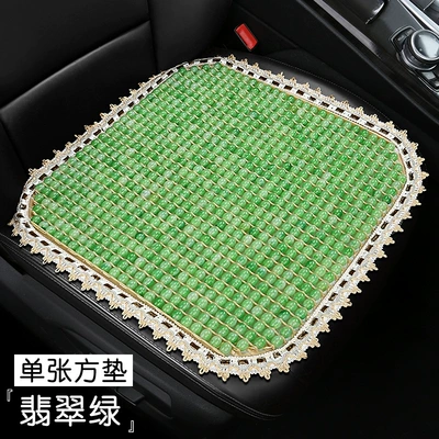 New Resin Jade Summer Breathable Cool pad - lv-embossed-edge-single-square-mat-emerald-green