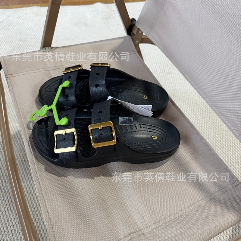黑金色自在凉鞋 / W5-35码