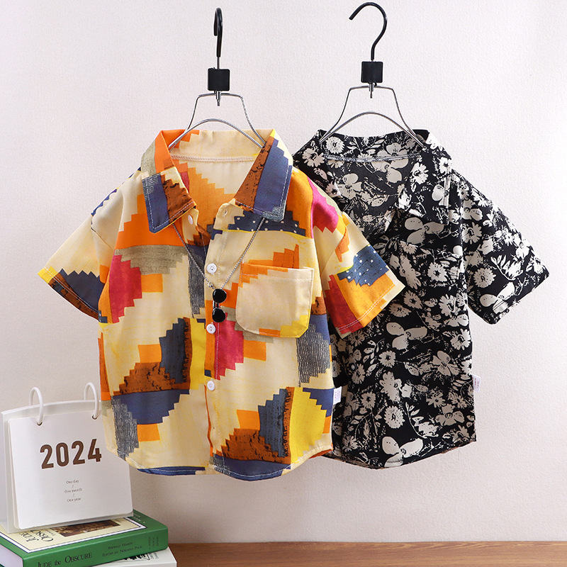 New short-sleeved children's shirt children's clothing port wind rest children's boy's coat girls jacket leisure beach wind wholesale