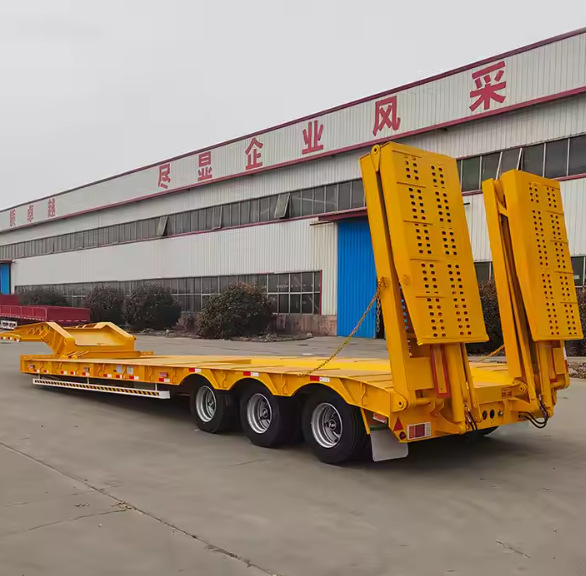 5-Axis 12m Heavy-Duty Machinery Transport Lowbed Semi-Trailer Machinery Ladder Hook Machine Platform Trailer Lowbed Trailer