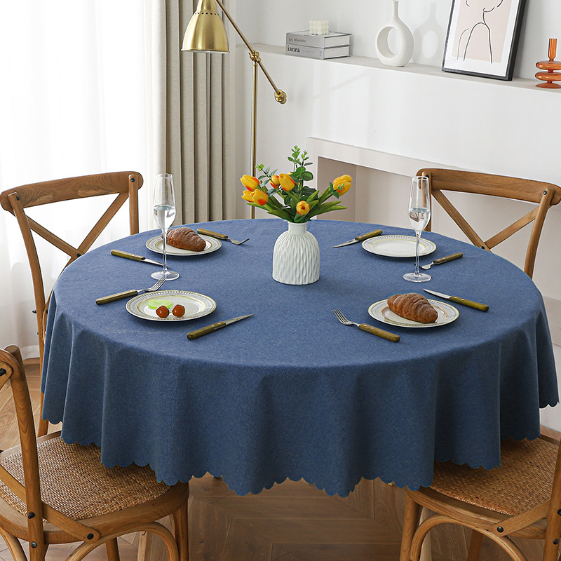 Mantel de lino de algodón-Azul marino