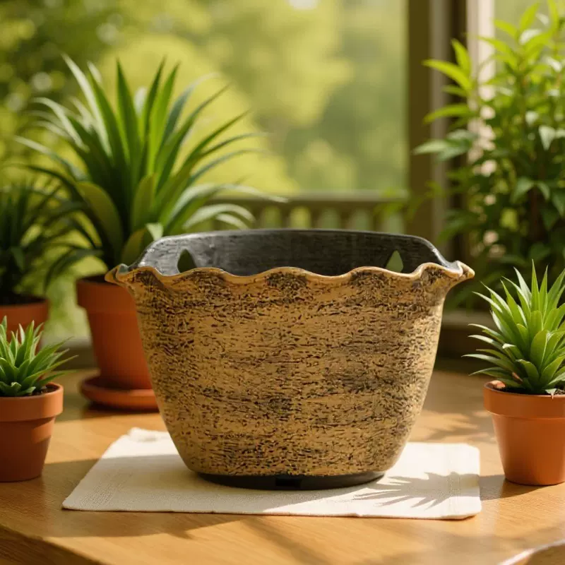 浪花边壁挂花盆塑料加厚储水吊兰墙面挂壁盆阳台护栏吊蓝盆