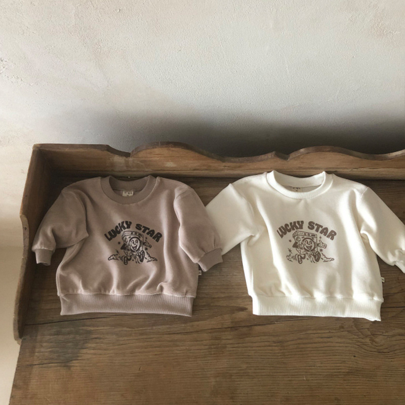Ropa de estilo coreano para niños a principios de otoño suéter infantil suéter estampado otoño para niños ins Camiseta de manga larga para niñas