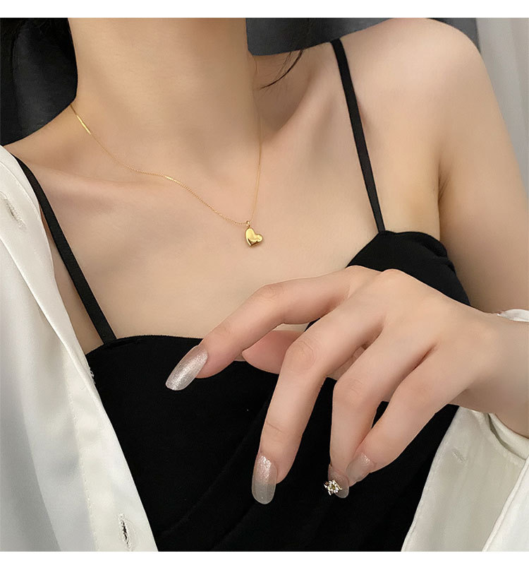 Simple Style Heart Shape Titanium Steel Plating Necklace_colorza_5