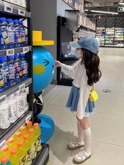 2023春夏款女童薄款防曬空調衫T恤上衣+時髦牛仔半身裙兩件套套裙