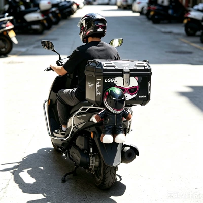 and can be used as a delivery — Motorcycle trunk - 48l-black-and-gray-lucky-bear-plush-toy-top-tier-edition-black-bear-clown-plush-toy-inner-lining-backrest-base-installation-kit