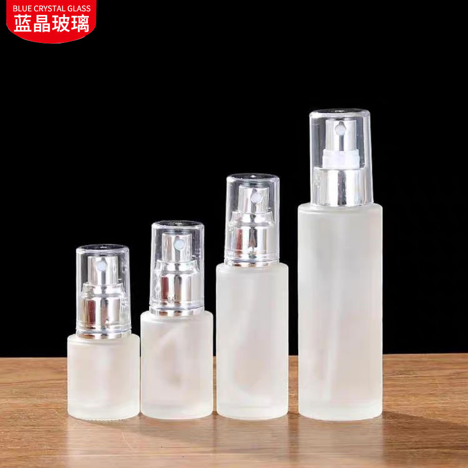 30ml50ml按压式乳液包装瓶 喷雾爽肤水玻璃瓶 磨砂膏霜分装瓶空瓶