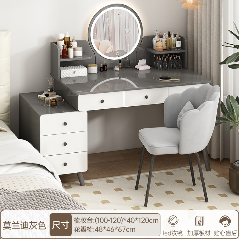 천명이 구매한 메인 사진 모델 [6단서랍+사이드캐비닛+LED 스마트거울+꽃잎의자] 100-120cm 모란디 그레이