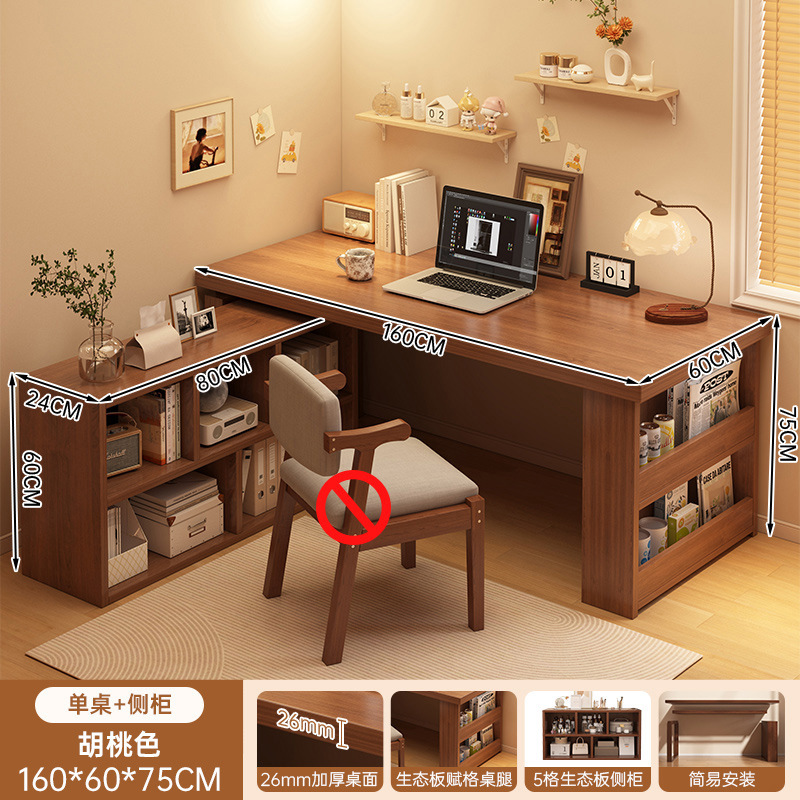 Escritorio esquinero cuidadosamente seleccionado con estantería, escritorio para computadora en forma de L, escritorio para escribir en casa, escritorio esquinero para oficina, mesa para dormitorio. image 24