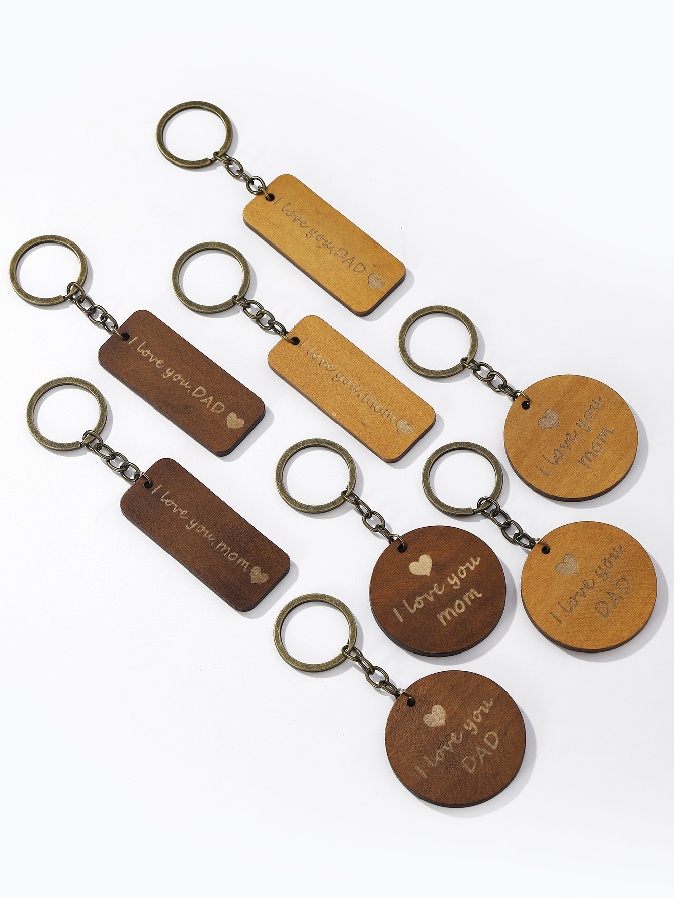 Simple Style Geometric Letter Wood Mother'S Day Father'S Day Unisex Keychain display picture 5