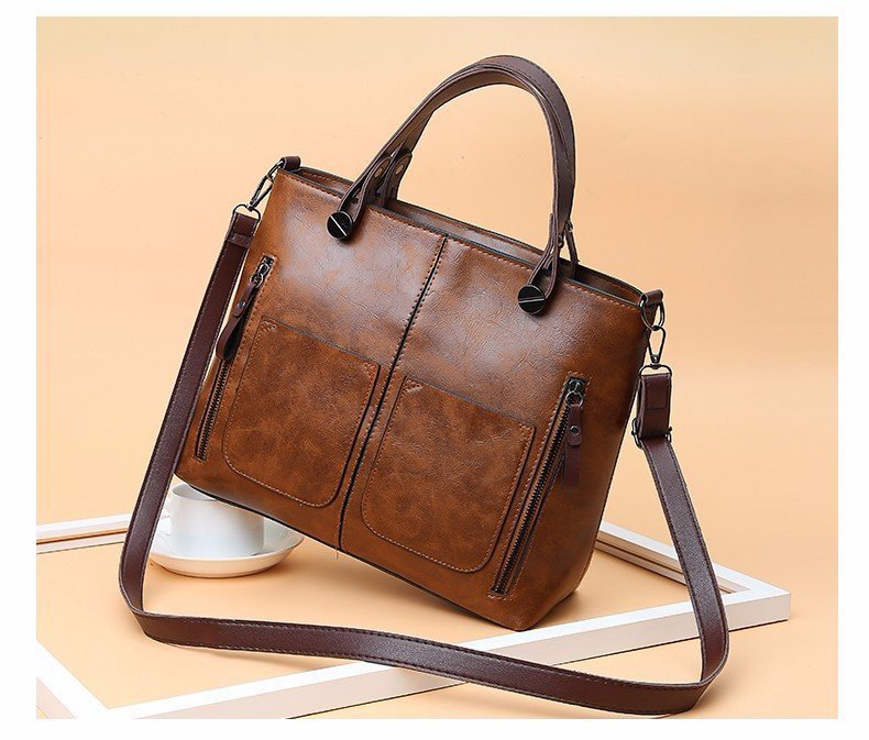 New retro European and American trend women's handbags, single-shoulder bags, crossbody bags, oil-leather cross-border one-piece shipping worldwide undefined