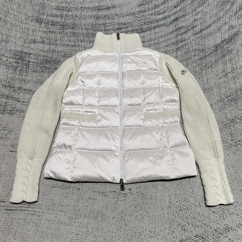 高品原标蒙家徽章刺绣LOGO针织袖拼接90白鸭绒轻薄立领羽绒服女装|undefined