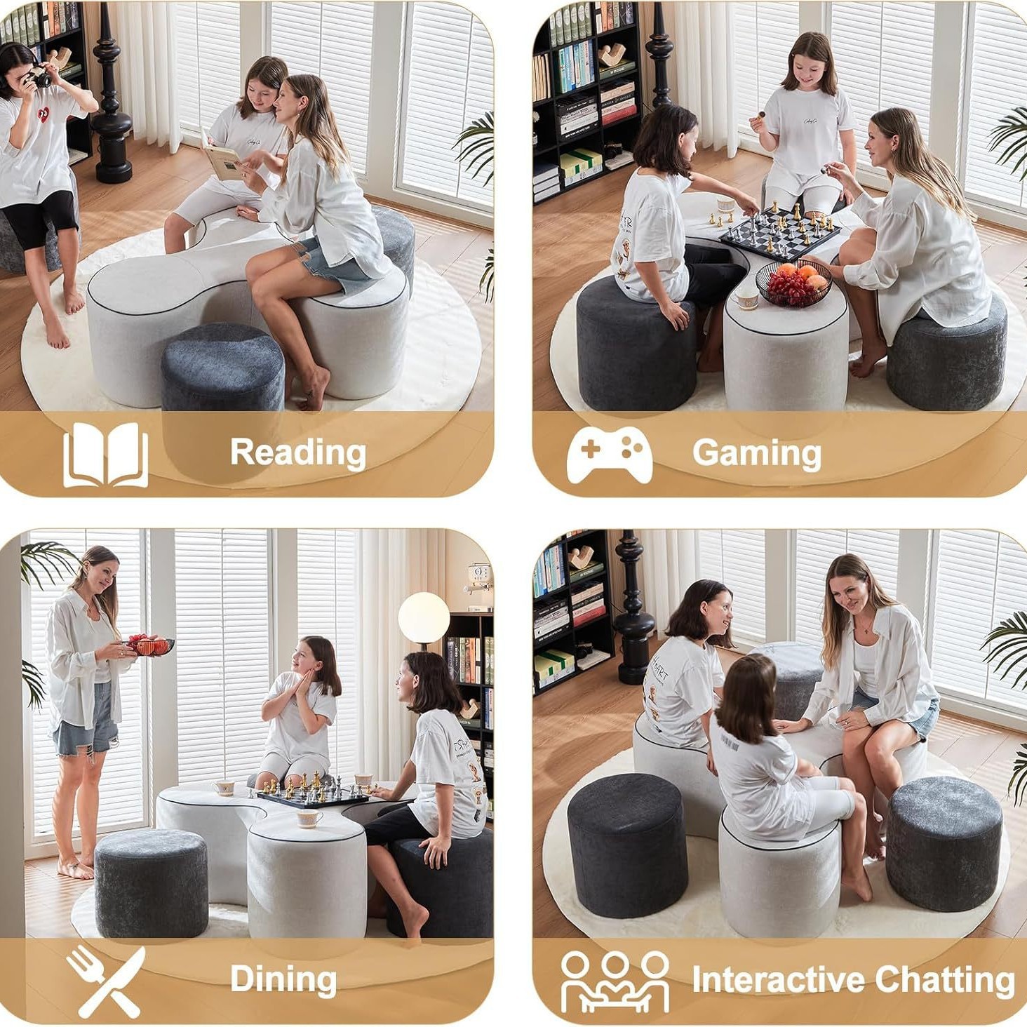 Muebles creativos de Amazon 30D esponja de compresión modular mesas de juegos y sillas conjuntos de sofá de forma especial combinación de cocina