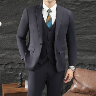 Men's Suit Business Casual Professional Slim Fit Groom and Best Man Wedding Three-Piece Suit High-End Dress Suit