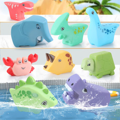 Baby bath toy water spray soft rubber dinosaur cute animal squeeze call toy wholesale