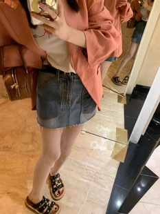 Spot/Realzz Millennium low waist denim overskirt stitching restructuring sexy hot girl skirt
