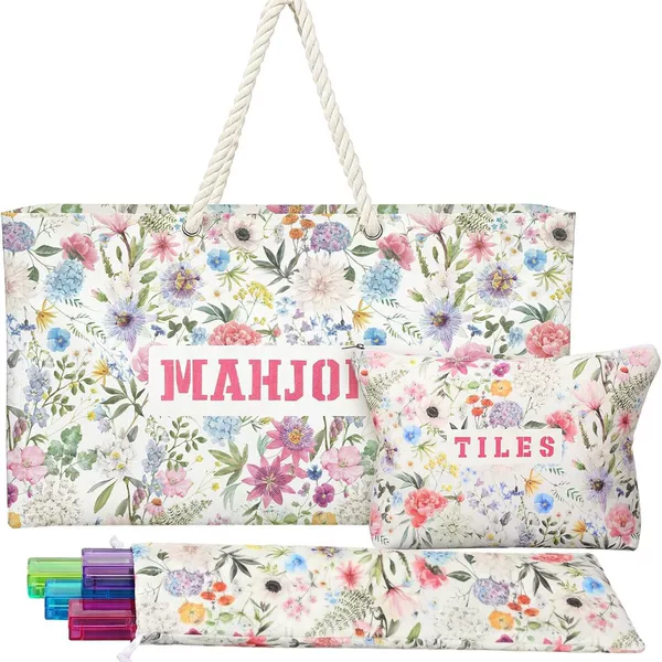 Amazon Chinese-Style Letter-Printed Mahjong Bag, Large-Capacity Portable Makeup and Toiletry Bag, Mahjong Storage Bag, Customized